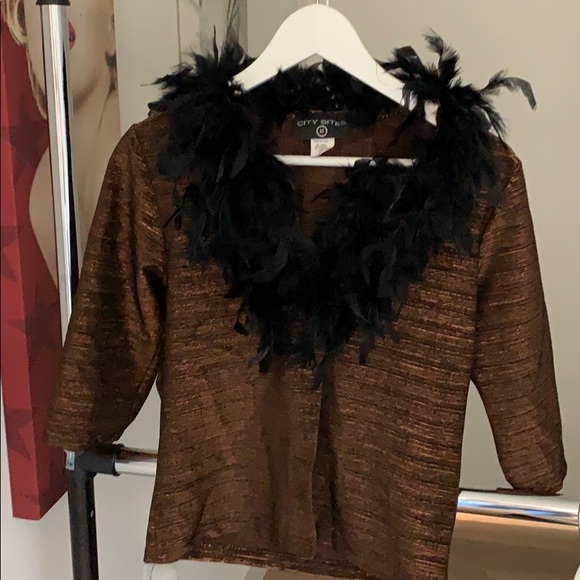 Gold and bronze blazer top - Picture 3 of 3